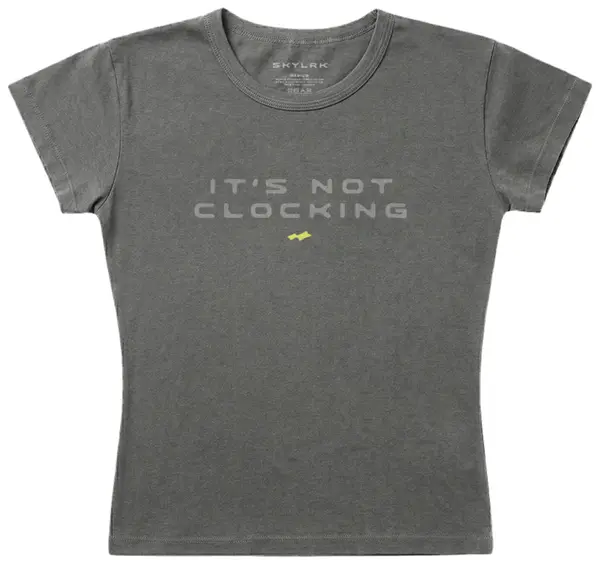 SKYLRK-Coachella-Its-Not-Tee-Clocking-Grey.webp SKYLRK Coachella It’s Not Tee Clocking ‘Grey’ - Image 1